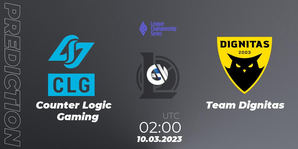 Pronóstico Counter Logic Gaming - Team Dignitas. 10.03.2023 at 03:00, LoL, LCS Spring 2023 - Group Stage