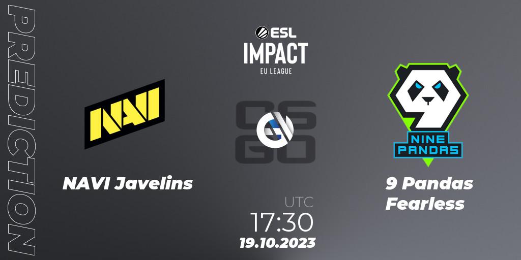 Pronóstico NAVI Javelins - 9 Pandas Fearless. 19.10.23, CS2 (CS:GO), ESL Impact League Season 4: European Division