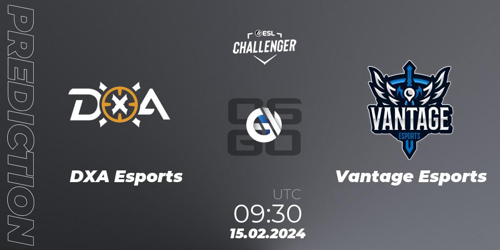 Pronóstico DXA Esports - Vantage Esports. 15.02.2024 at 09:30, Counter-Strike (CS2), ESL Challenger #56: Oceanic Closed Qualifier