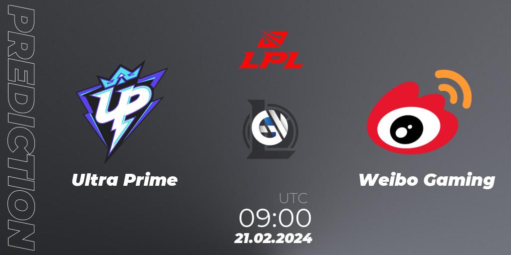 Pronóstico Ultra Prime - Weibo Gaming. 21.02.2024 at 09:00, LoL, LPL Spring 2024 - Group Stage