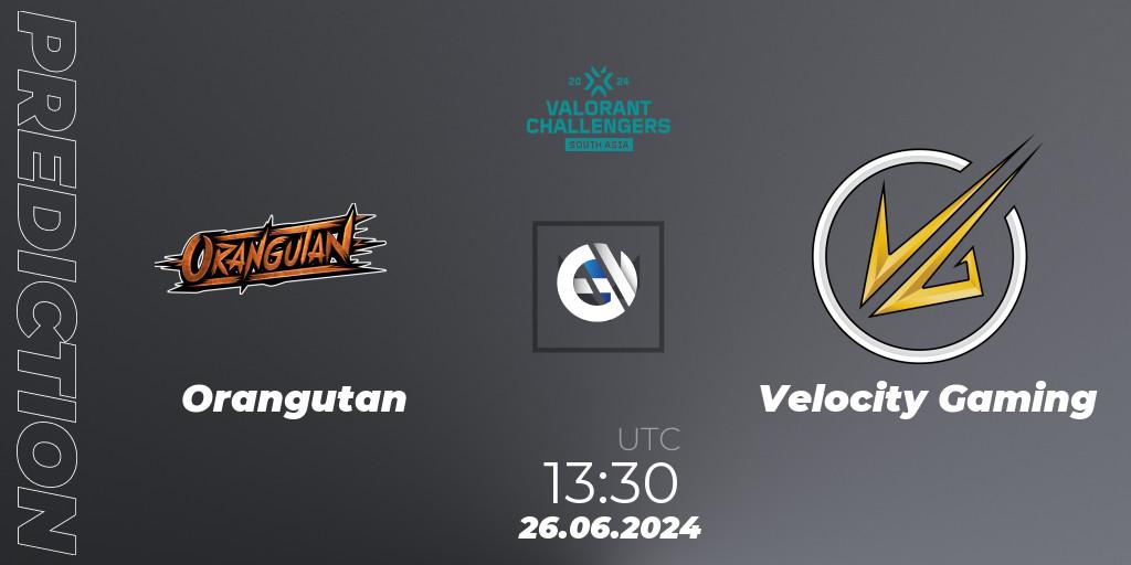 Pronóstico Orangutan - Velocity Gaming. 26.06.2024 at 13:30, VALORANT, VALORANT Challengers 2024: South Asia - Split 2
