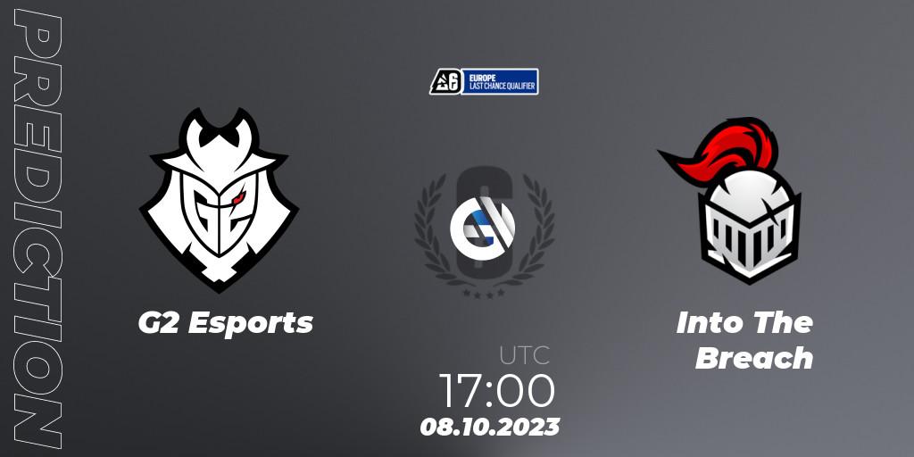 Pronóstico G2 Esports - Into The Breach. 08.10.2023 at 15:45, Rainbow Six, Europe League 2023 - Stage 2 - Last Chance Qualifiers