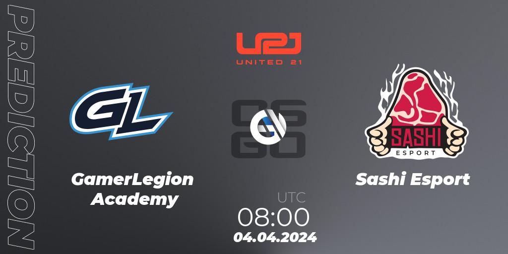 Pronóstico GamerLegion Academy - Sashi Esport. 04.04.24, CS2 (CS:GO), United21 Season 14
