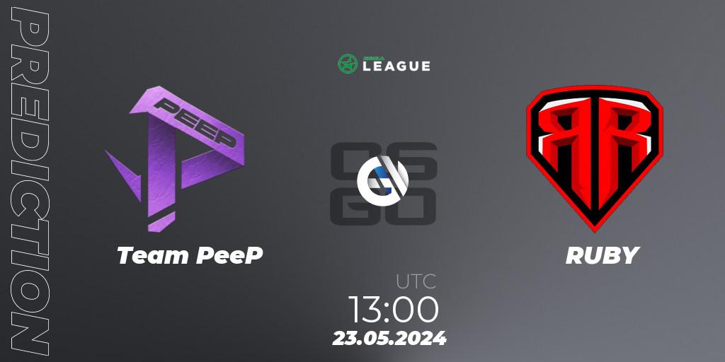 Pronóstico Team PeeP - RUBY. 23.05.2024 at 13:00, Counter-Strike (CS2), ESEA Season 49: Advanced Division - Europe