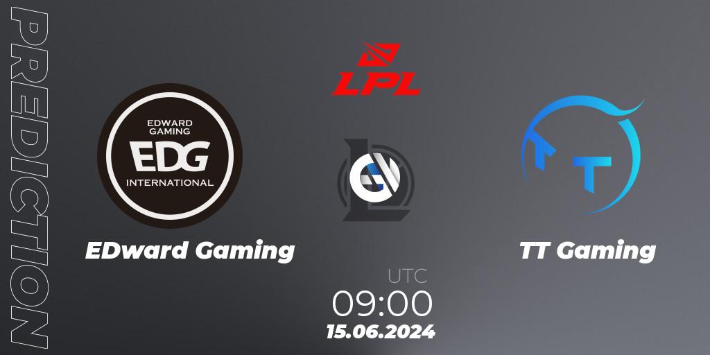 Pronóstico EDward Gaming - TT Gaming. 15.06.2024 at 09:00, LoL, LPL 2024 Summer - Group Stage