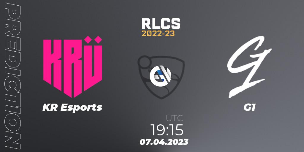 Pronóstico KRÜ Esports - G1. 07.04.2023 at 22:45, Rocket League, RLCS 2022-23 - Winter Split Major