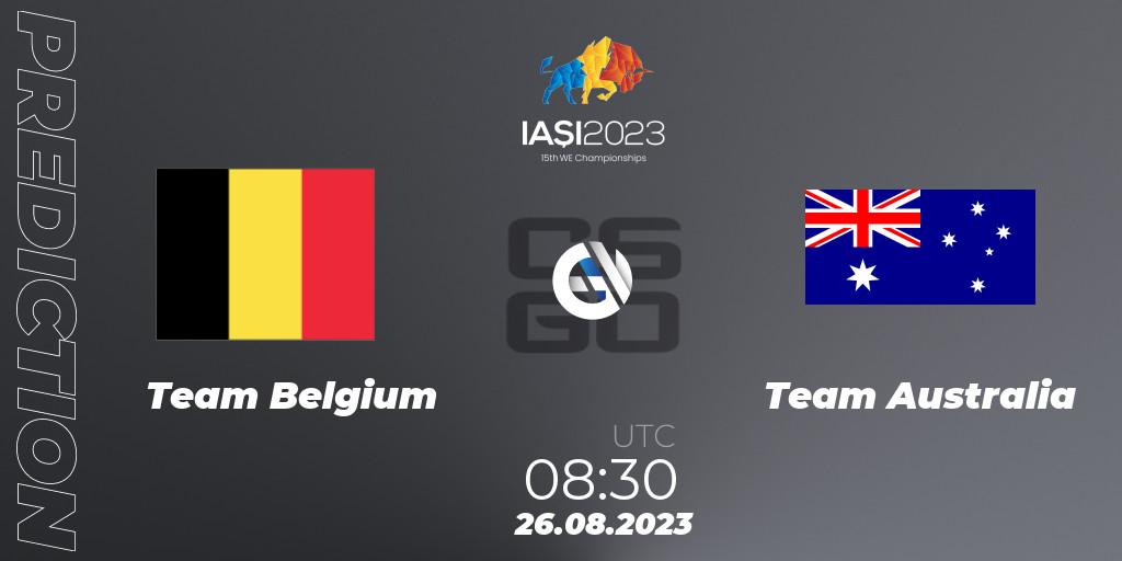Pronóstico Team Belgium - Team Australia. 26.08.2023 at 12:30, Counter-Strike (CS2), IESF World Esports Championship 2023