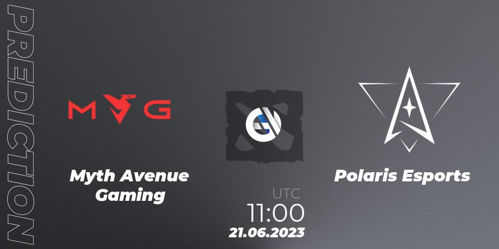 Pronóstico Myth Avenue Gaming - Polaris Esports. 21.06.2023 at 11:00, Dota 2, 1XPLORE Asia #1