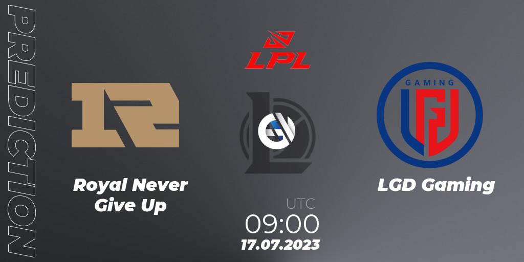 Pronóstico Royal Never Give Up - LGD Gaming. 17.07.23, LoL, LPL Summer 2023 Regular Season
