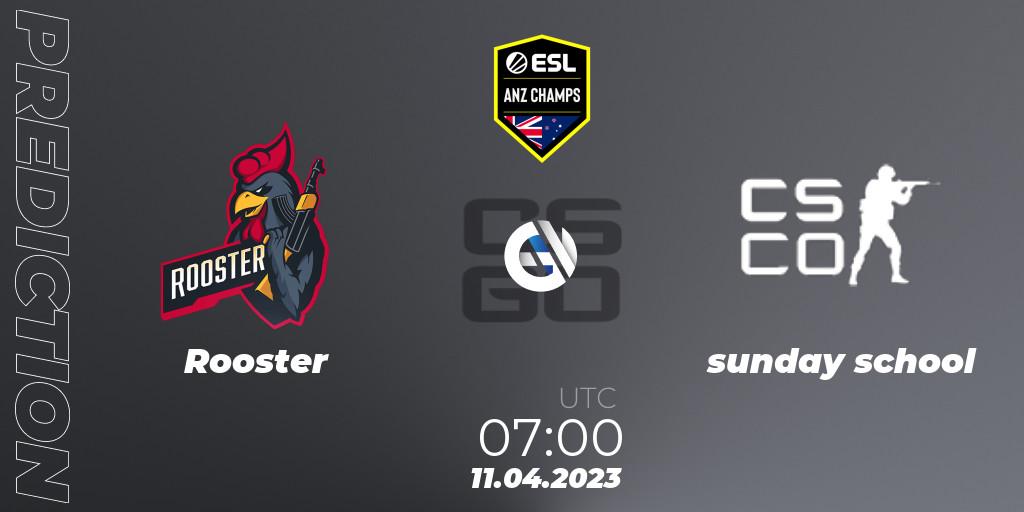 Pronóstico Rooster - sunday school. 11.04.2023 at 08:00, Counter-Strike (CS2), ESL ANZ Champs Season 16