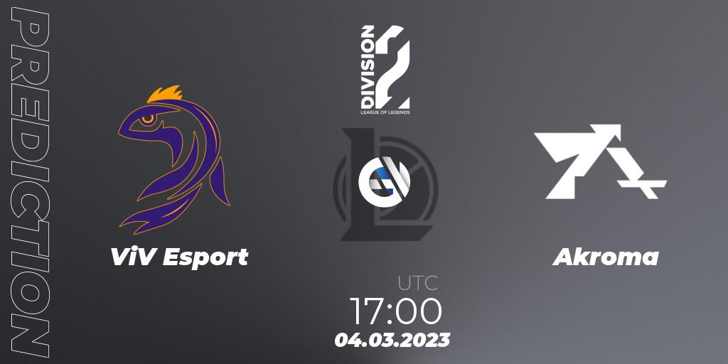 Pronóstico ViV Esport - Akroma. 04.03.2023 at 17:00, LoL, LFL Division 2 Spring 2023 - Group Stage