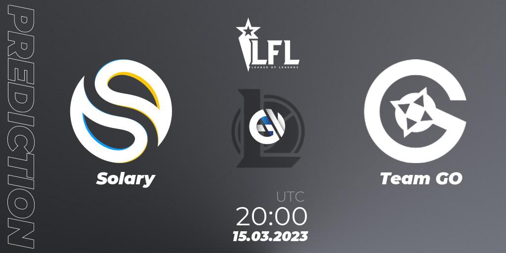 Pronóstico Solary - Team GO. 15.03.23, LoL, LFL Spring 2023 - Group Stage