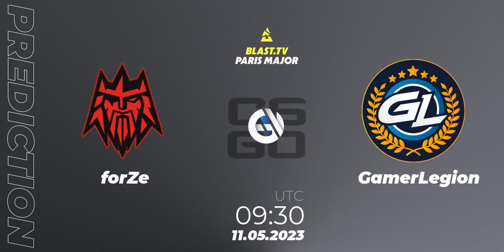 Pronóstico forZe - GamerLegion. 11.05.2023 at 09:30, Counter-Strike (CS2), BLAST Paris Major 2023 Challengers Stage