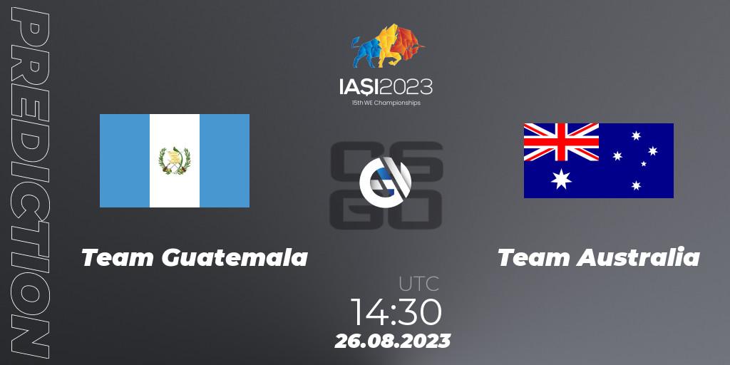 Pronóstico Team Guatemala - Team Australia. 26.08.2023 at 17:30, Counter-Strike (CS2), IESF World Esports Championship 2023