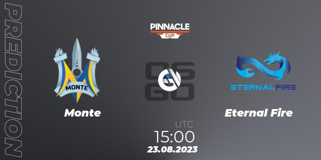 Pronóstico Monte - Eternal Fire. 23.08.2023 at 15:30, Counter-Strike (CS2), Pinnacle Cup V