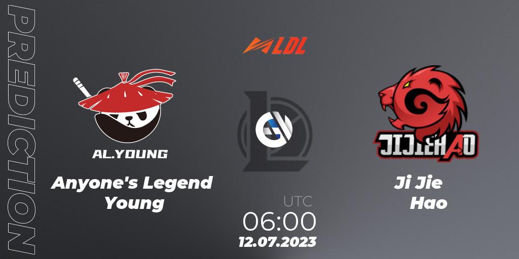 Pronóstico Anyone's Legend Young - Ji Jie Hao. 12.07.2023 at 06:00, LoL, LDL 2023 - Regular Season - Stage 3
