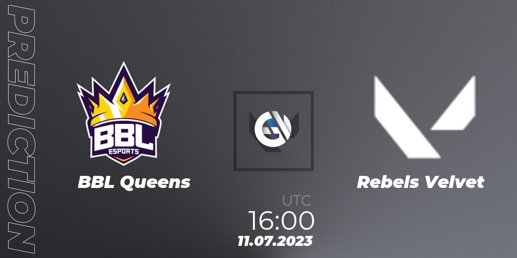 Pronóstico BBL Queens - REBELS VELVET. 11.07.2023 at 16:10, VALORANT, VCT 2023: Game Changers EMEA Series 2 - Group Stage
