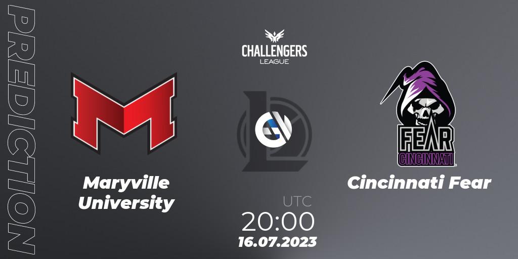 Pronóstico Maryville University - Cincinnati Fear. 16.07.2023 at 20:00, LoL, North American Challengers League 2023 Summer - Group Stage