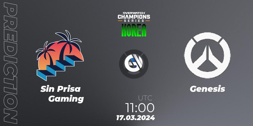 Pronóstico Sin Prisa Gaming - Genesis. 17.03.2024 at 11:00, Overwatch, Overwatch Champions Series 2024 - Stage 1 Korea