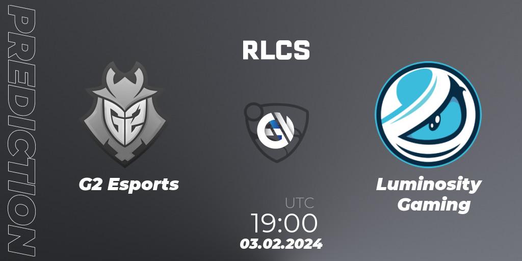 Pronóstico G2 Esports - Luminosity Gaming. 03.02.2024 at 19:00, Rocket League, RLCS 2024 - Major 1: North America Open Qualifier 1