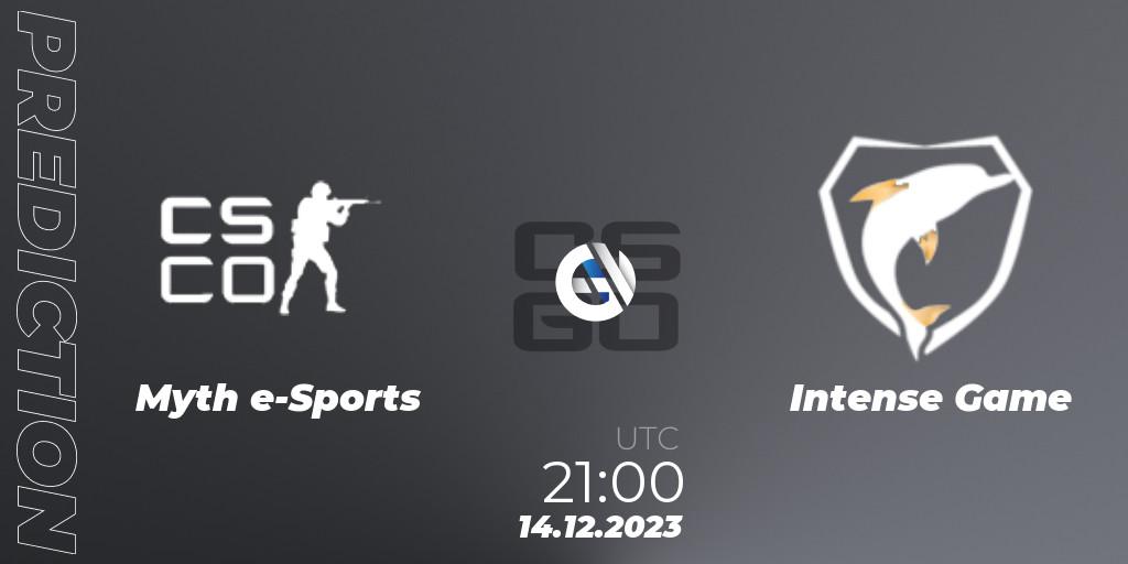 Pronóstico Myth e-Sports - Intense Game. 14.12.2023 at 21:00, Counter-Strike (CS2), Gamers Club Liga Série A: December 2023