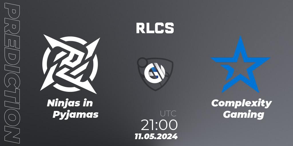Pronóstico Ninjas in Pyjamas - Complexity Gaming. 11.05.2024 at 21:00, Rocket League, RLCS 2024 - Major 2: SAM Open Qualifier 5
