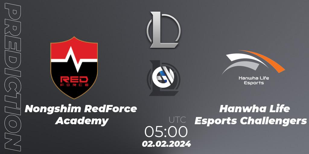 Pronóstico Nongshim RedForce Academy - Hanwha Life Esports Challengers. 02.02.2024 at 05:00, LoL, LCK Challengers League 2024 Spring - Group Stage