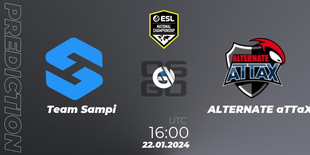 Pronóstico Team Sampi - ALTERNATE aTTaX. 22.01.2024 at 16:00, Counter-Strike (CS2), ESL Pro League Season 19 NC Europe Qualifier