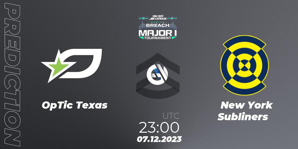 Pronóstico OpTic Texas - New York Subliners. 08.12.2023 at 23:30, Call of Duty, Call of Duty League 2024: Stage 1 Major Qualifiers