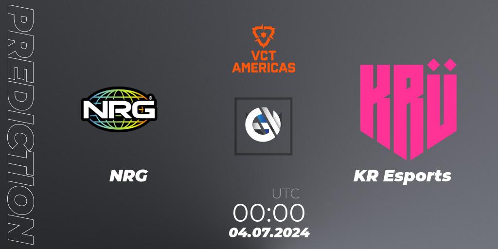 Pronóstico NRG - KRÜ Esports. 04.07.2024 at 00:00, VALORANT, VALORANT Champions Tour 2024: Americas League - Stage 2 - Group Stage