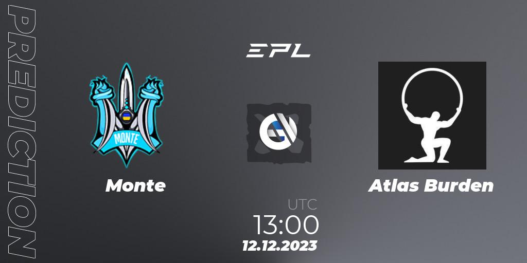 Pronóstico Monte - Atlas Burden. 12.12.2023 at 13:00, Dota 2, European Pro League Season 15