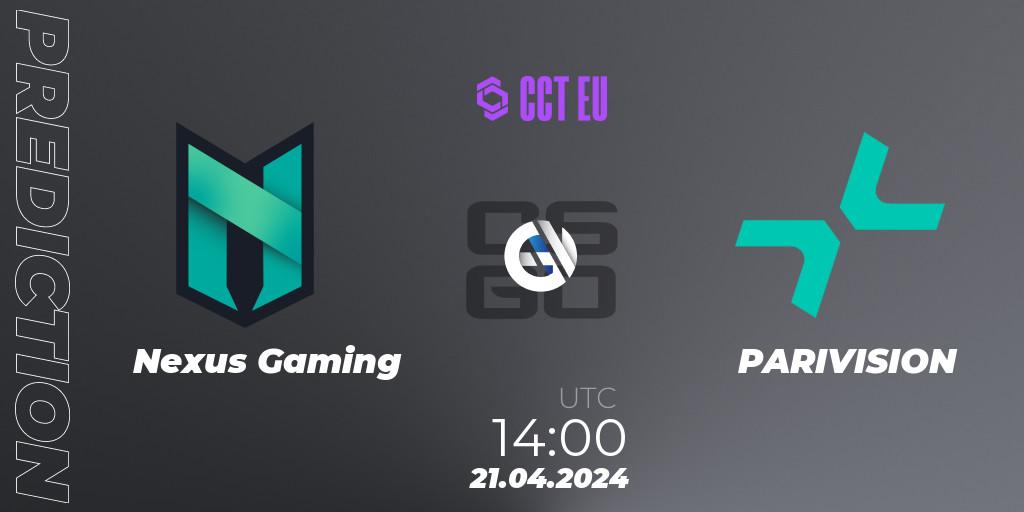 Pronóstico Nexus Gaming - PARIVISION. 21.04.24, CS2 (CS:GO), CCT Season 2 Europe Series 1