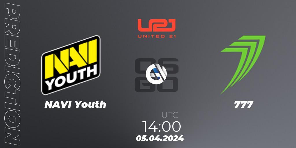Pronóstico NAVI Youth - 777. 05.04.2024 at 14:00, Counter-Strike (CS2), United21 Season 12: Division 2