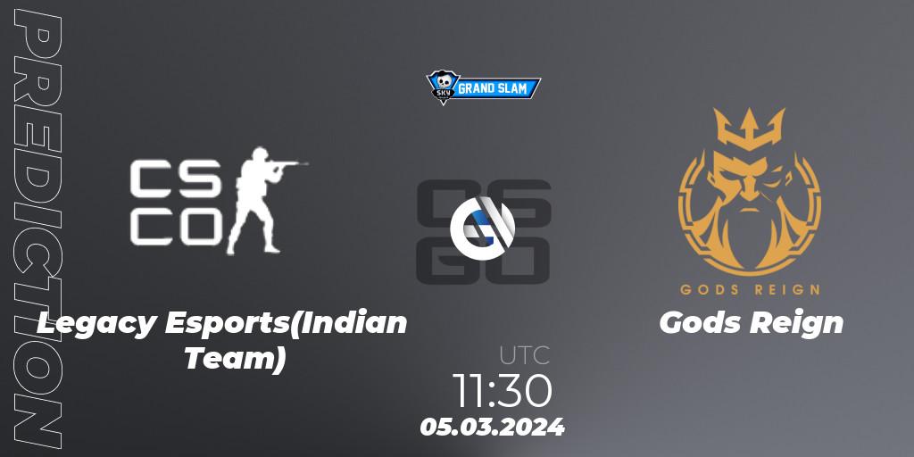 Pronóstico Legacy Esports(Indian Team) - Gods Reign. 05.03.2024 at 11:30, Counter-Strike (CS2), Skyesports Grand Slam 2024: Indian Qualifier