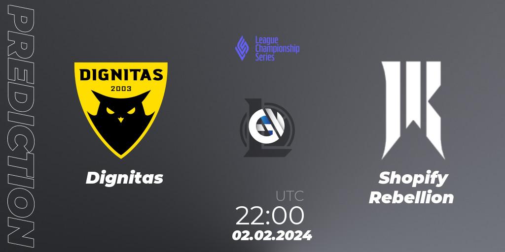 Pronóstico Dignitas - Shopify Rebellion. 02.02.2024 at 23:00, LoL, LCS Spring 2024 - Group Stage