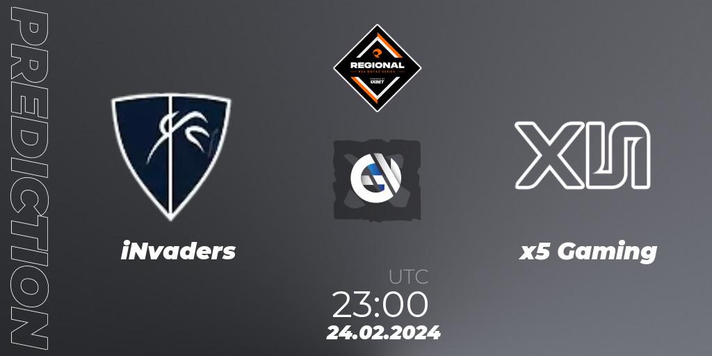 Pronóstico iNvaders - x5 Gaming. 24.02.24, Dota 2, RES Regional Series: LATAM #1