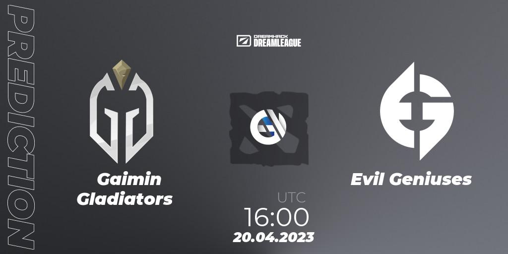 Pronóstico Gaimin Gladiators - Evil Geniuses. 20.04.2023 at 15:55, Dota 2, DreamLeague Season 19 - Group Stage 2