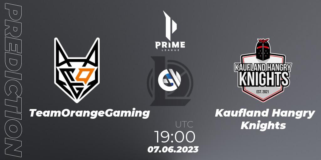 Pronóstico TeamOrangeGaming - Kaufland Hangry Knights. 07.06.2023 at 19:00, LoL, Prime League 2nd Division Summer 2023