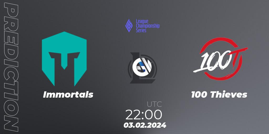 Pronóstico Immortals - 100 Thieves. 03.02.24, LoL, LCS Spring 2024 - Group Stage