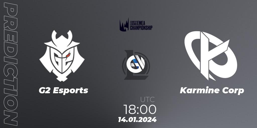 Pronóstico G2 Esports - Karmine Corp. 14.01.2024 at 18:40, LoL, LEC Winter 2024 - Regular Season