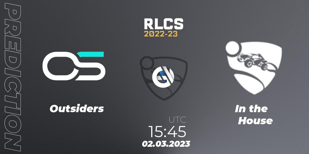 Pronóstico Outsiders - In the House. 02.03.2023 at 15:45, Rocket League, RLCS 2022-23 - Winter: Middle East and North Africa Regional 3 - Winter Invitational