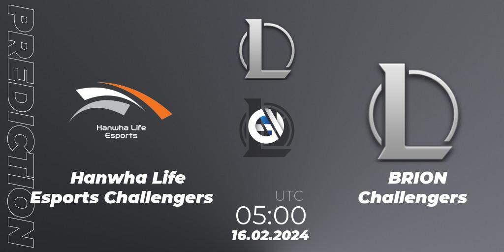 Pronóstico Hanwha Life Esports Challengers - BRION Challengers. 16.02.2024 at 05:00, LoL, LCK Challengers League 2024 Spring - Group Stage