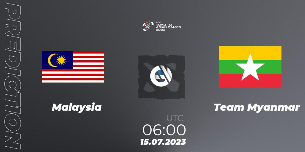 Pronóstico Malaysia - Team Myanmar. 15.07.23, Dota 2, 2022 AESF Road to Asian Games - Southeast Asia
