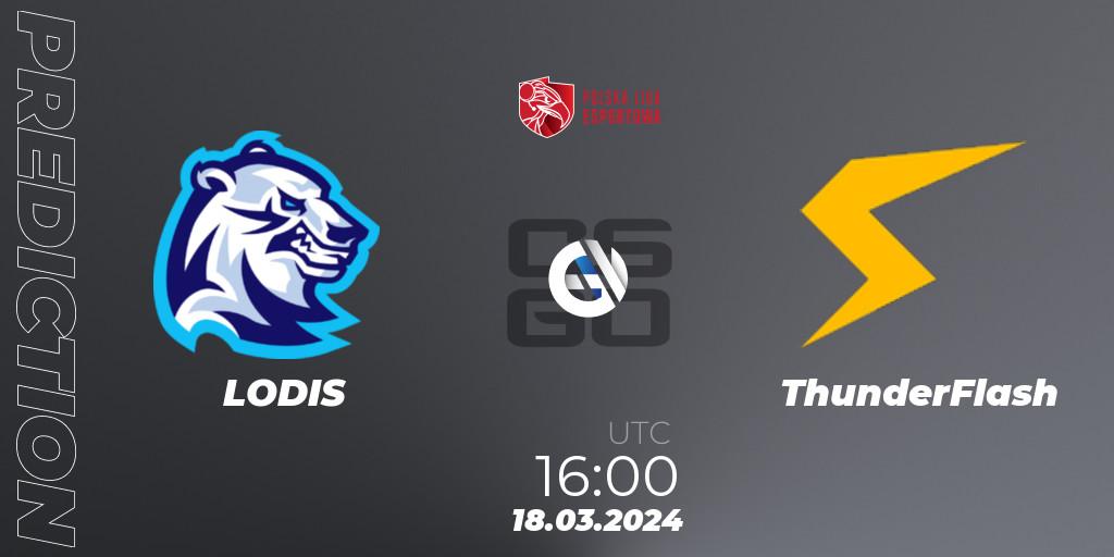 Pronóstico LODIS - ThunderFlash. 18.03.24, CS2 (CS:GO), Polska Liga Esportowa 2024: Split #1