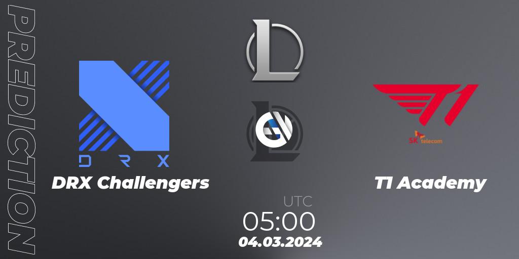Pronóstico DRX Challengers - T1 Academy. 04.03.2024 at 05:00, LoL, LCK Challengers League 2024 Spring - Group Stage