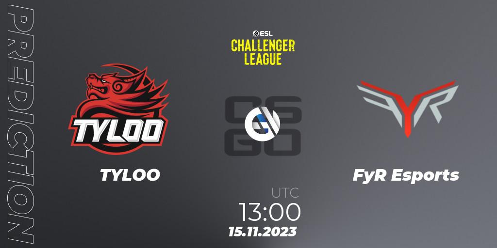 Pronóstico TYLOO - FyR Esports. 15.11.23, CS2 (CS:GO), ESL Challenger League Season 46: Asia-Pacific