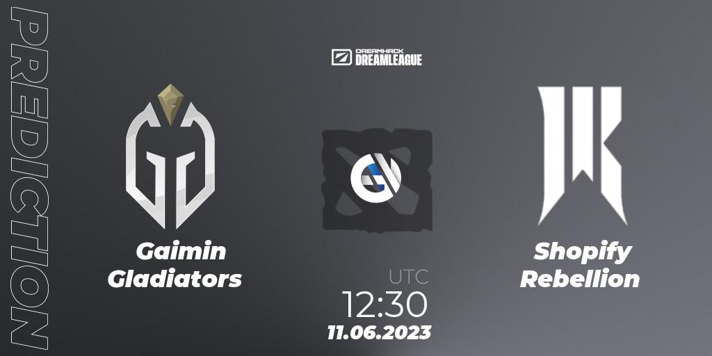 Pronóstico Gaimin Gladiators - Shopify Rebellion. 11.06.23, Dota 2, DreamLeague Season 20 - Group Stage 1