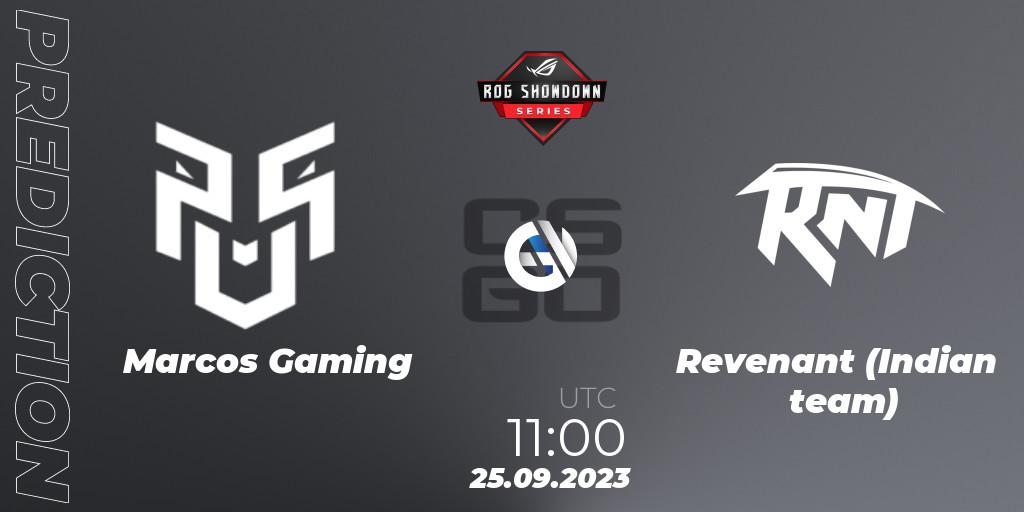 Pronóstico Marcos Gaming - Revenant (Indian team). 25.09.2023 at 11:00, Counter-Strike (CS2), ROG Showdown Series Summer 2023