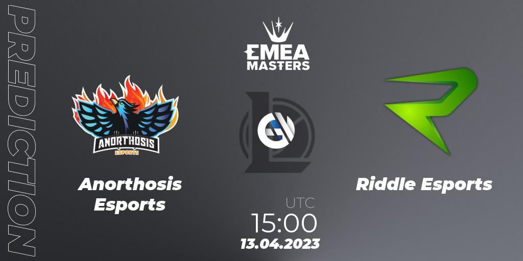 Pronóstico Anorthosis Esports - Riddle Esports. 13.04.2023 at 15:00, LoL, EMEA Masters Spring 2023 - Group Stage