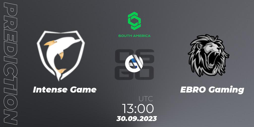 Pronóstico Intense Game - EBRO Gaming. 30.09.2023 at 13:00, Counter-Strike (CS2), CCT South America Series #12: Closed Qualifier